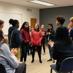 Students participating in a drama class