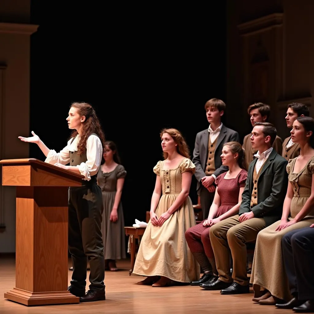 Students performing historical debate scene