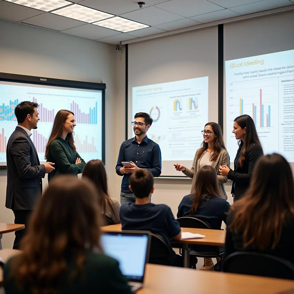 Students presenting project results to peers