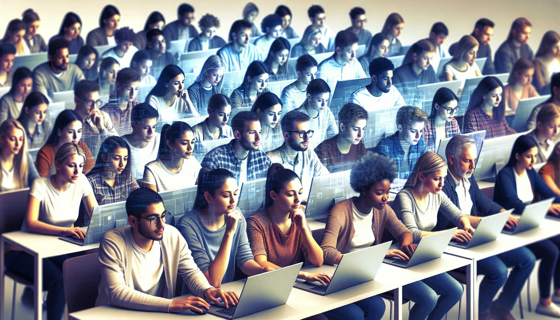 Students using computers in a classroom