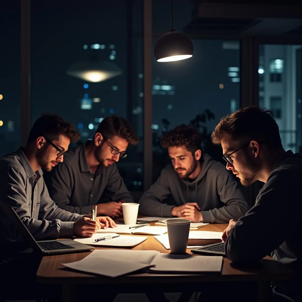 Students working late at night