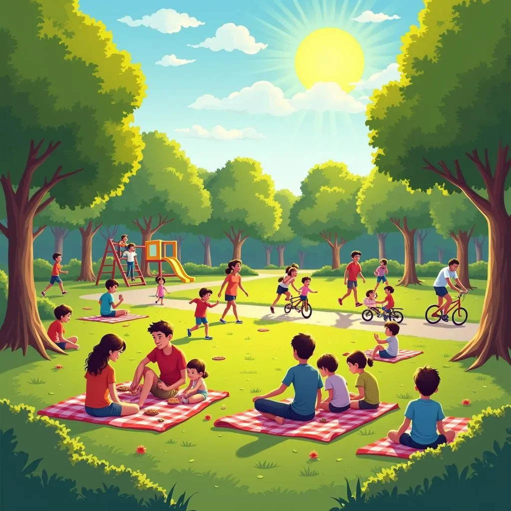 People enjoying outdoor activities during summer