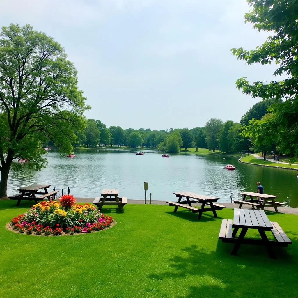 Scenic view of Swan Lake picnic spot