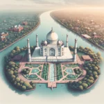 Aerial view of Taj Mahal