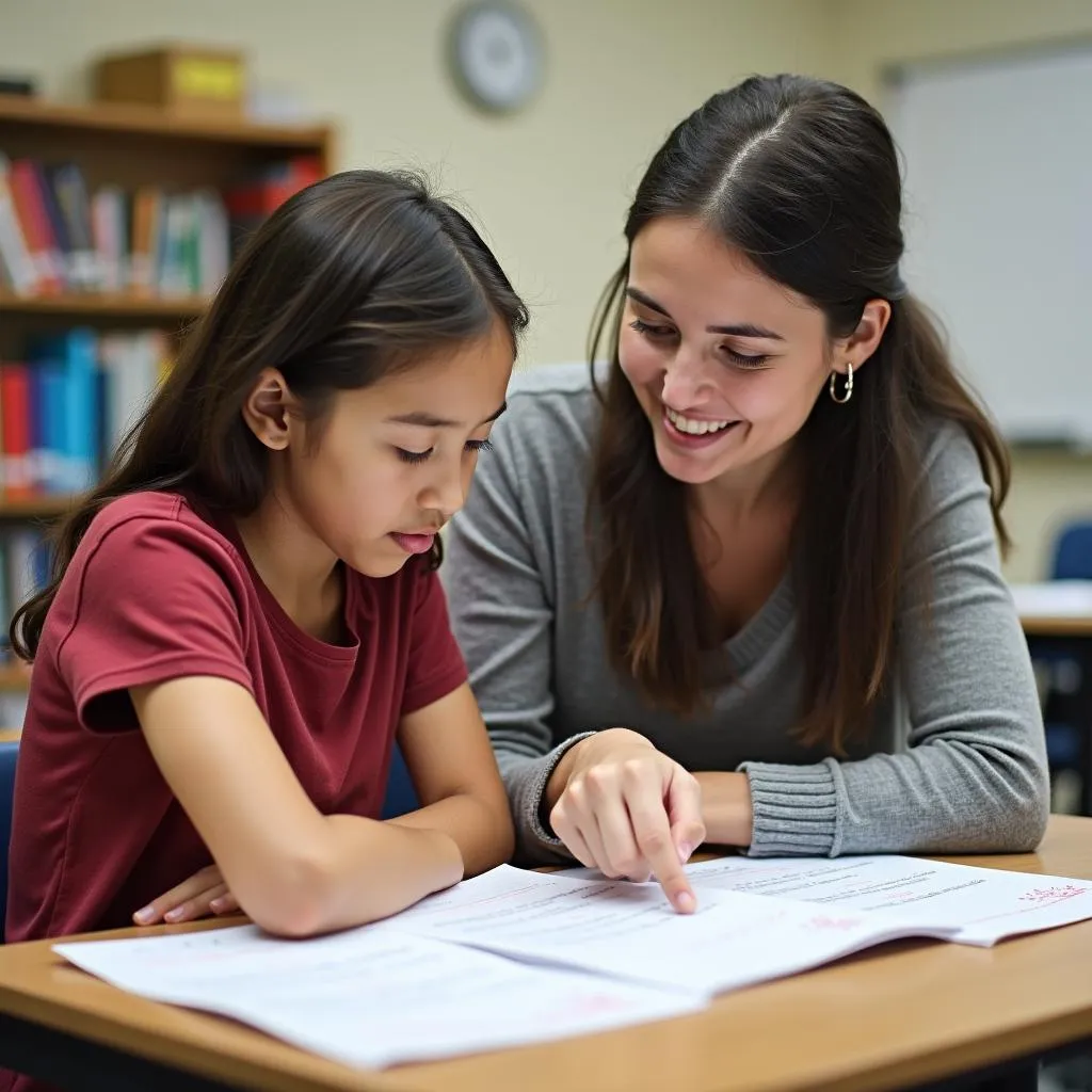 Teacher mentoring a student