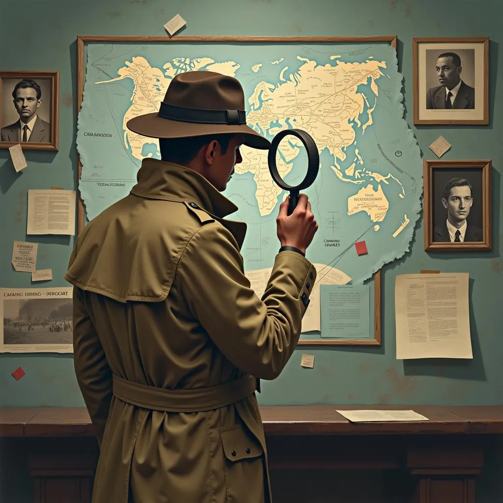 Detective tracking down clues