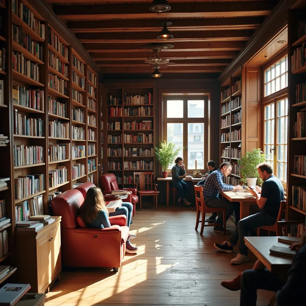 Traditional bookstore browsing experience