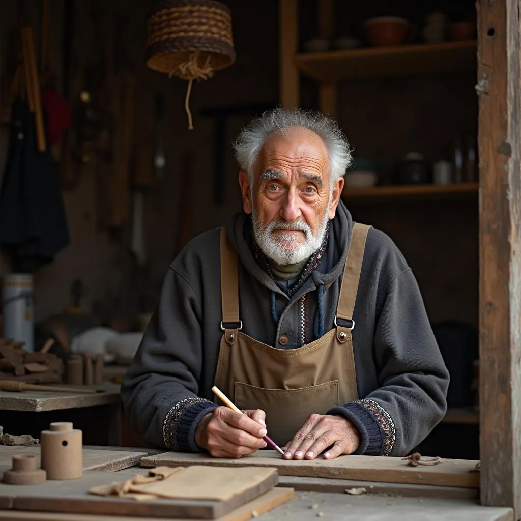 Artisan working on traditional craft