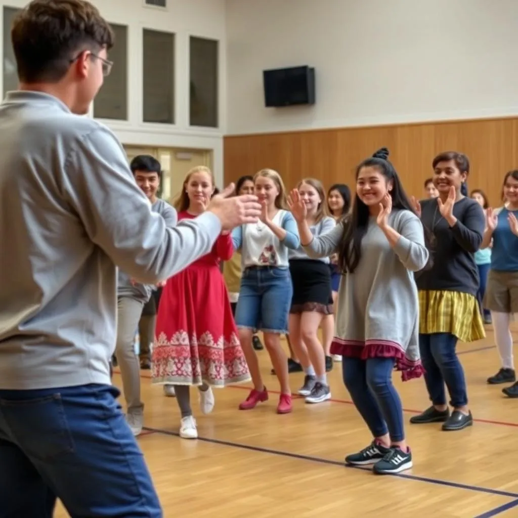 Students participating in traditional dance class