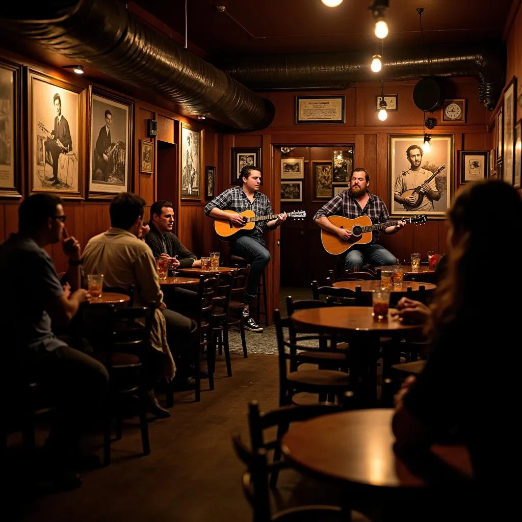 Traditional music performance in a cozy cafe