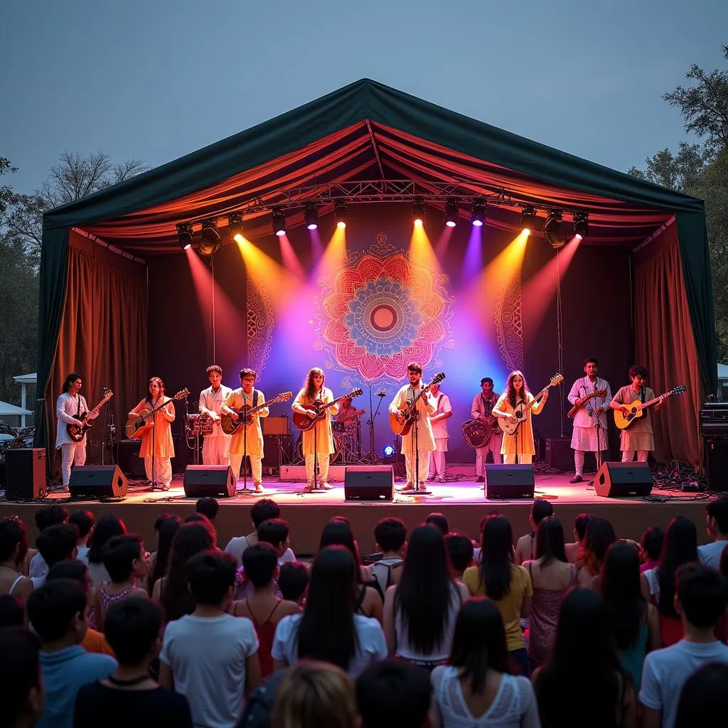 Young musicians performing fusion of traditional and modern music