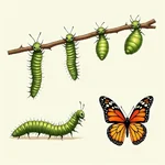 Caterpillar turning into butterfly