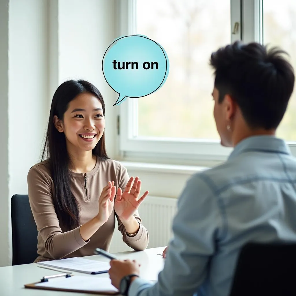 IELTS candidate using 'turn on' in speaking test