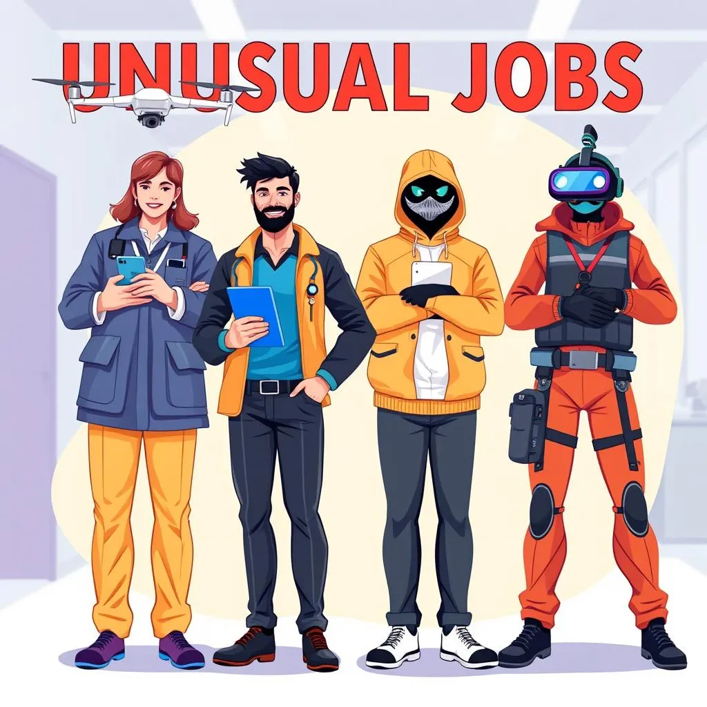 Diverse group of professionals representing unusual jobs