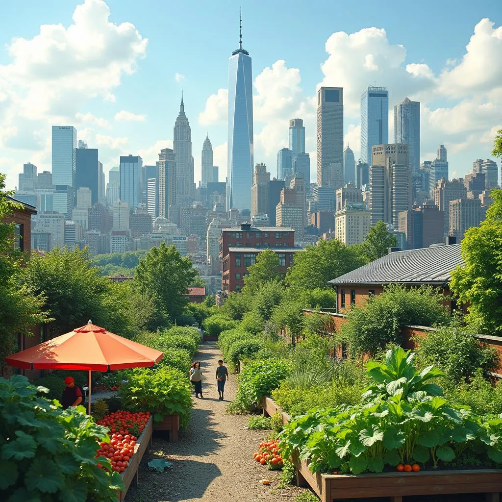 Urban gardens contributing to food security in a city