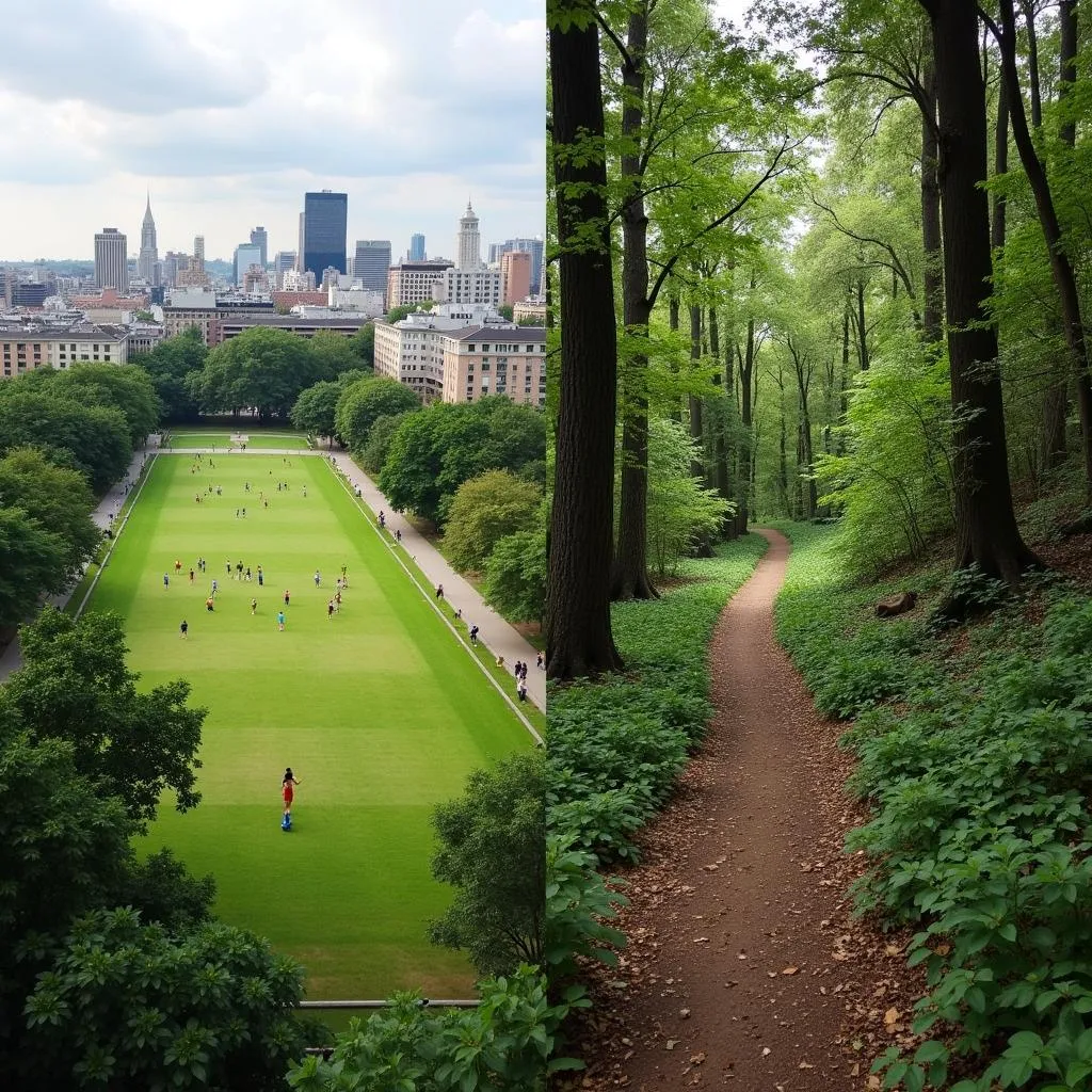 Comparison of urban park and remote natural area