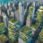 Urban farming in modern cityscape