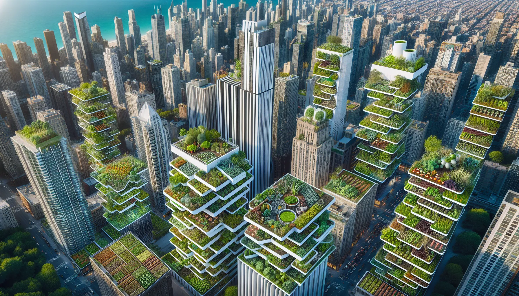 Urban farming in modern cityscape