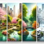 Urban park through seasons