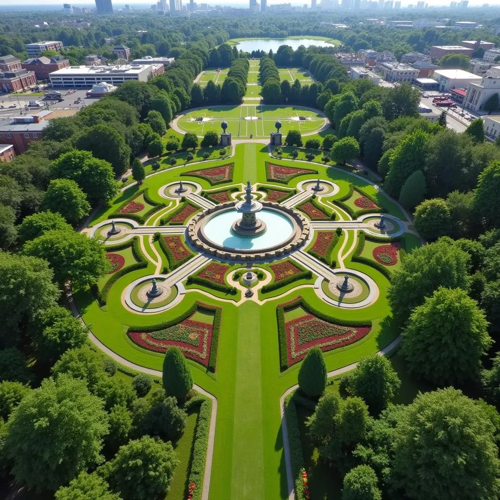 Aerial view of Victoria Gardens public park