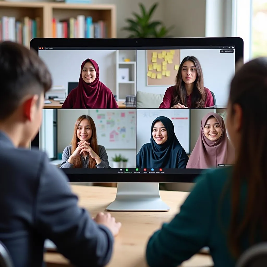 Students from different countries participating in a virtual exchange program