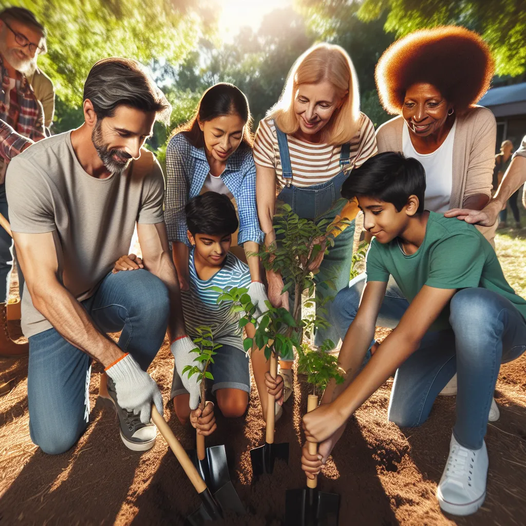 Diverse group of volunteers working together