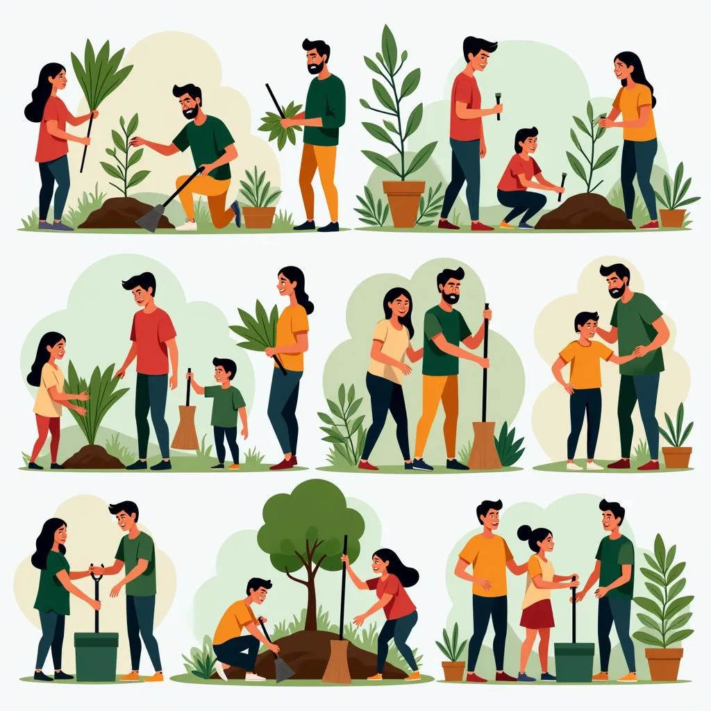 Illustration of people volunteering in a community