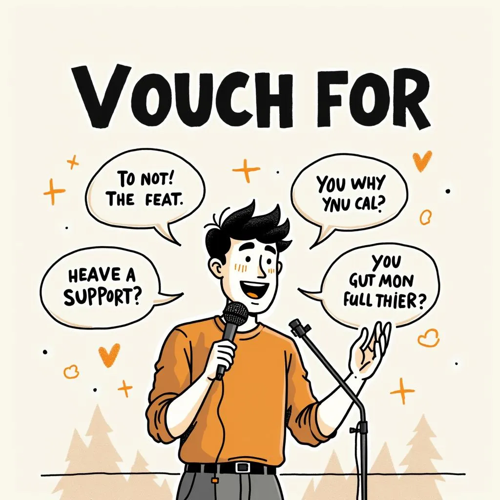 Visual aid for memorizing 'vouch for'