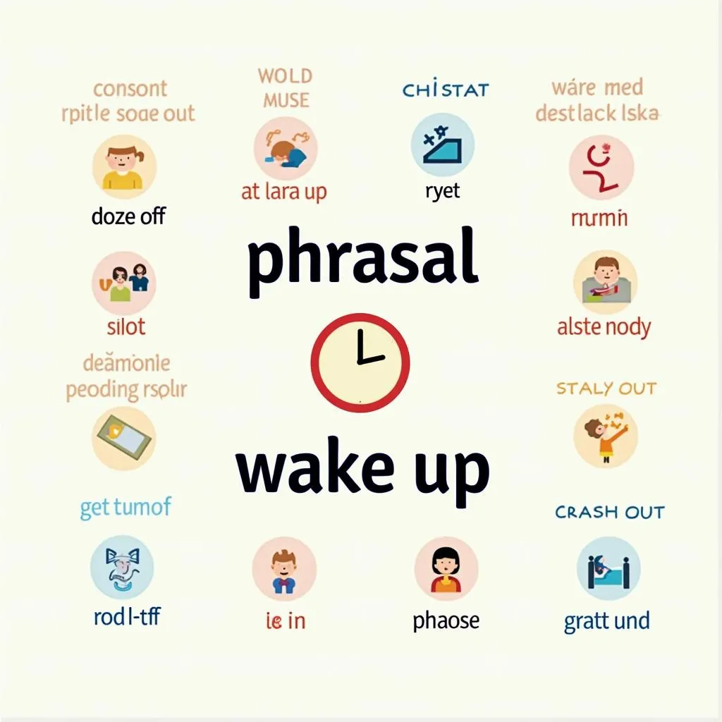 Infographic of wake up and related phrasal verbs