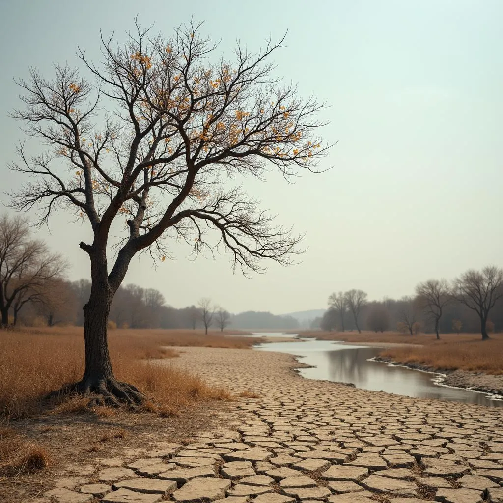 Water scarcity and drought-affected landscape