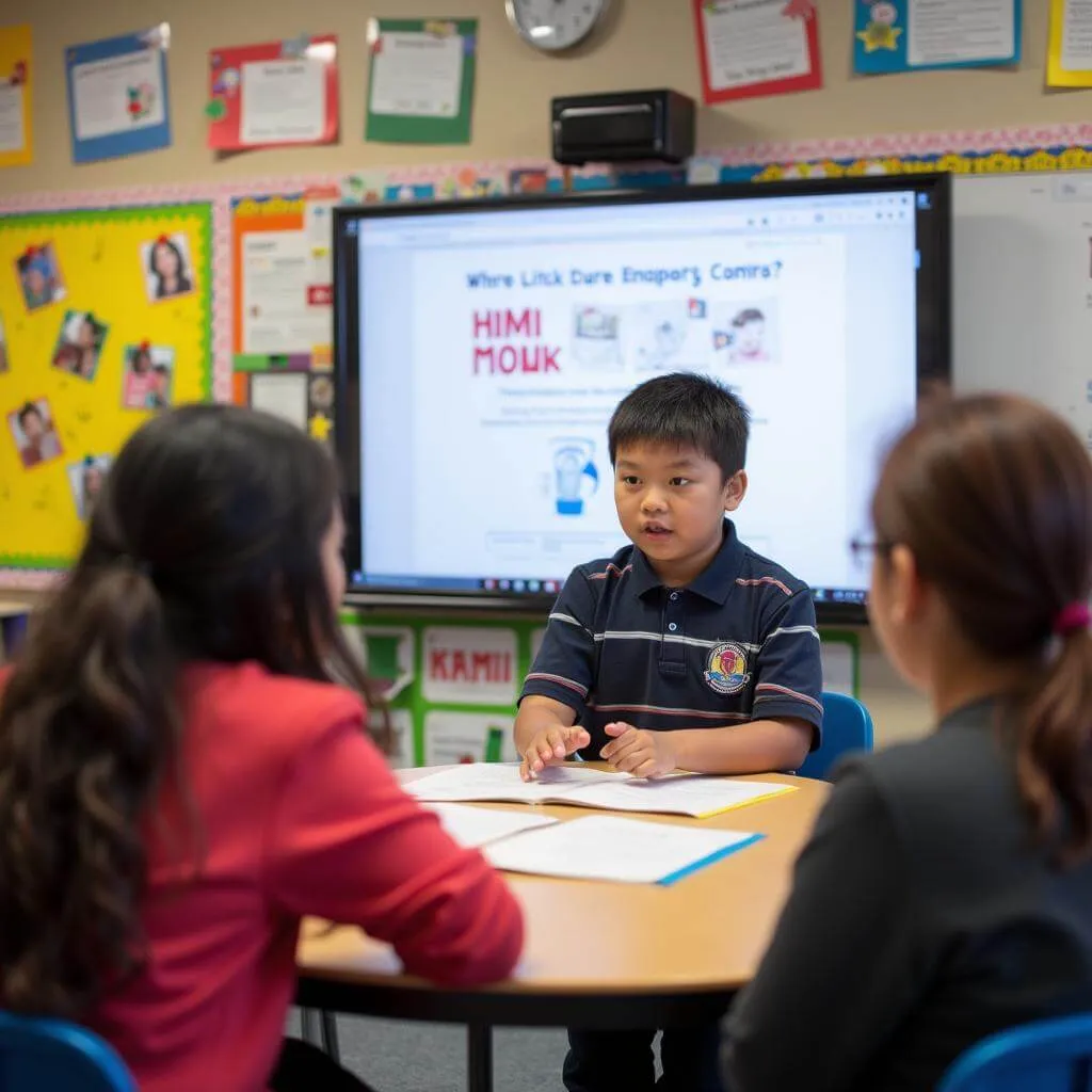 Student-led conference in a Western classroom