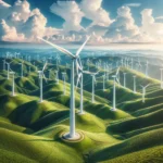 Wind turbines on a hill