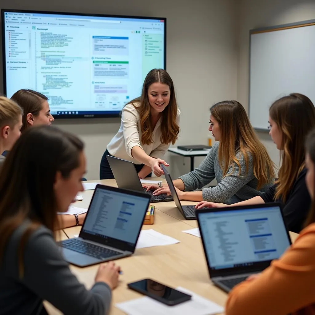 Women learning digital skills