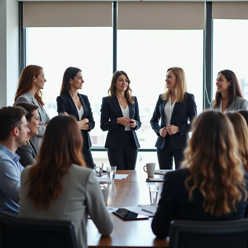 Women in leadership roles at business meeting