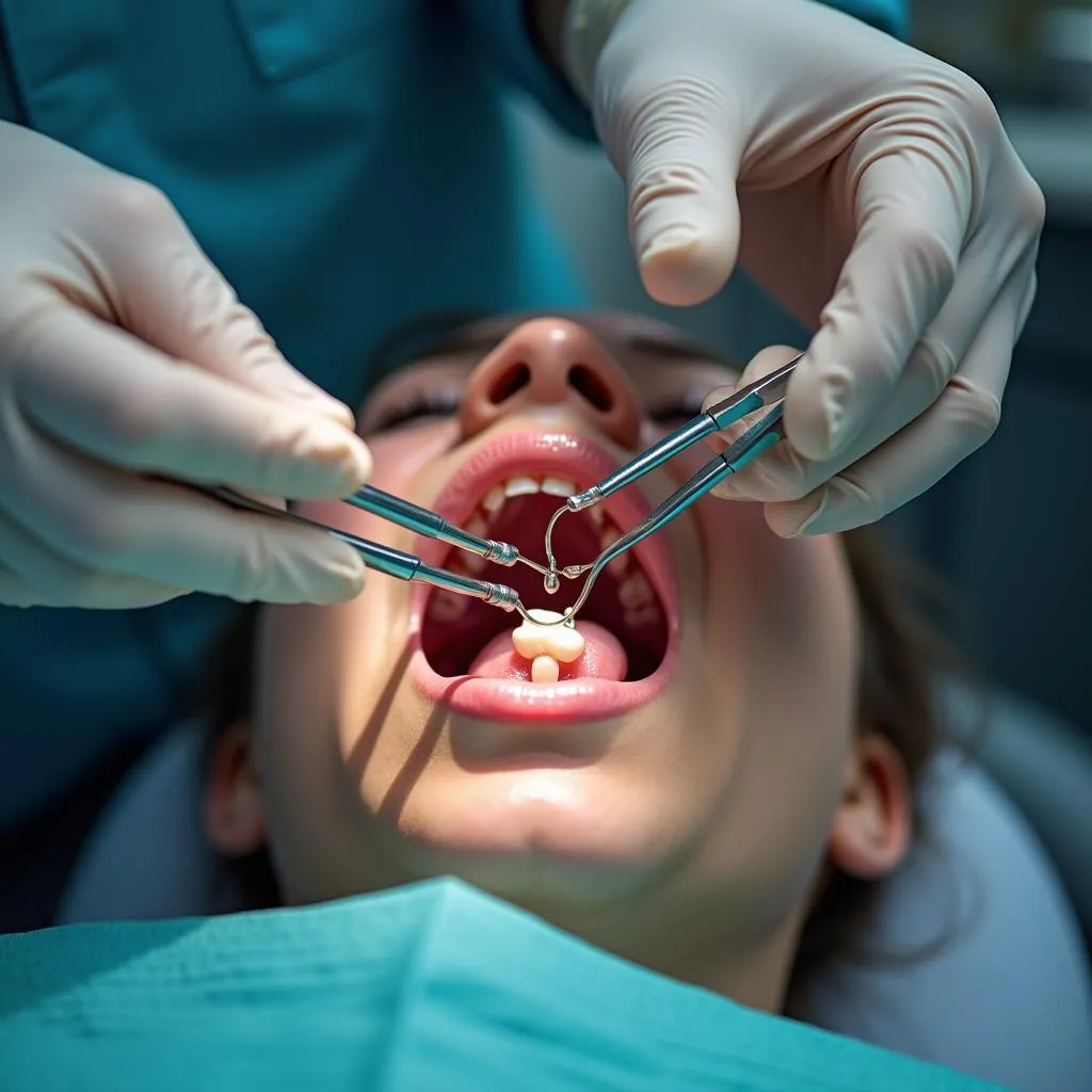 Yanking out a tooth during a dental procedure for IELTS discussion