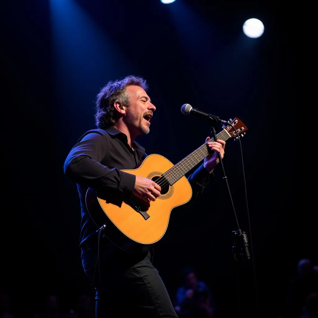 Acoustic guitar player performing on stage