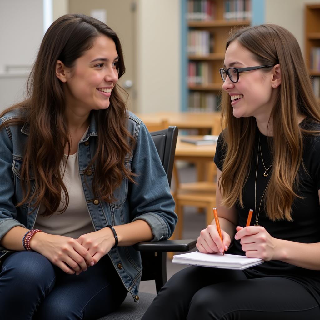 Two students practicing active listening