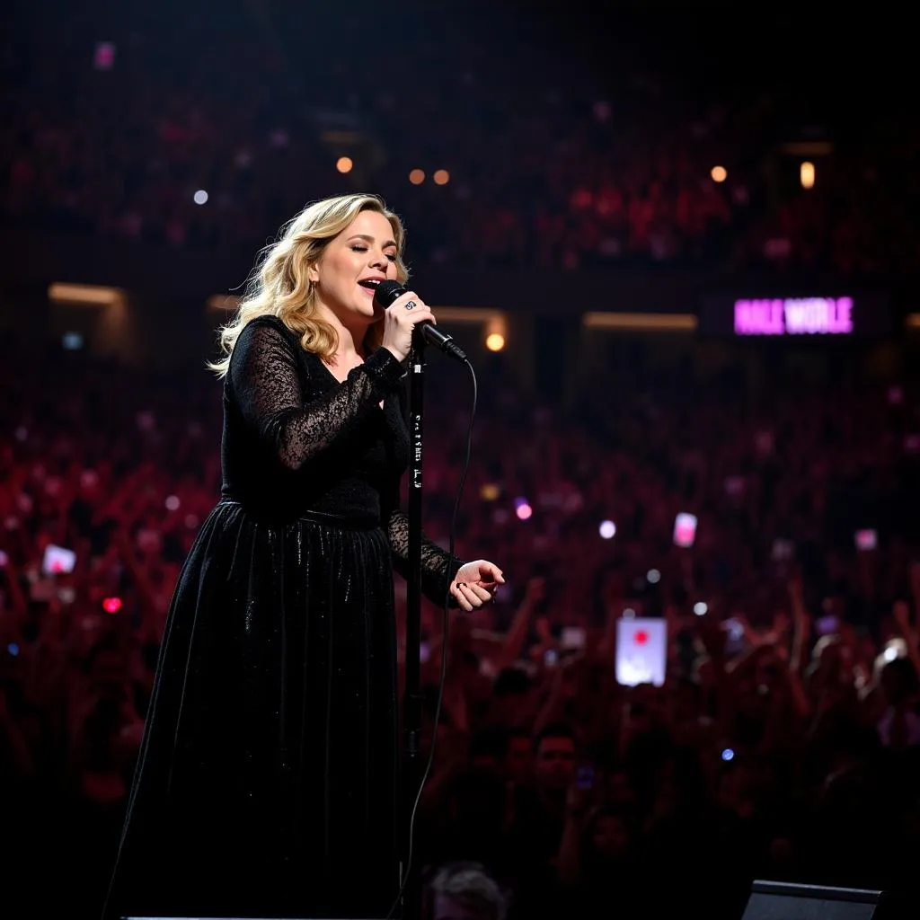 Adele performing on stage