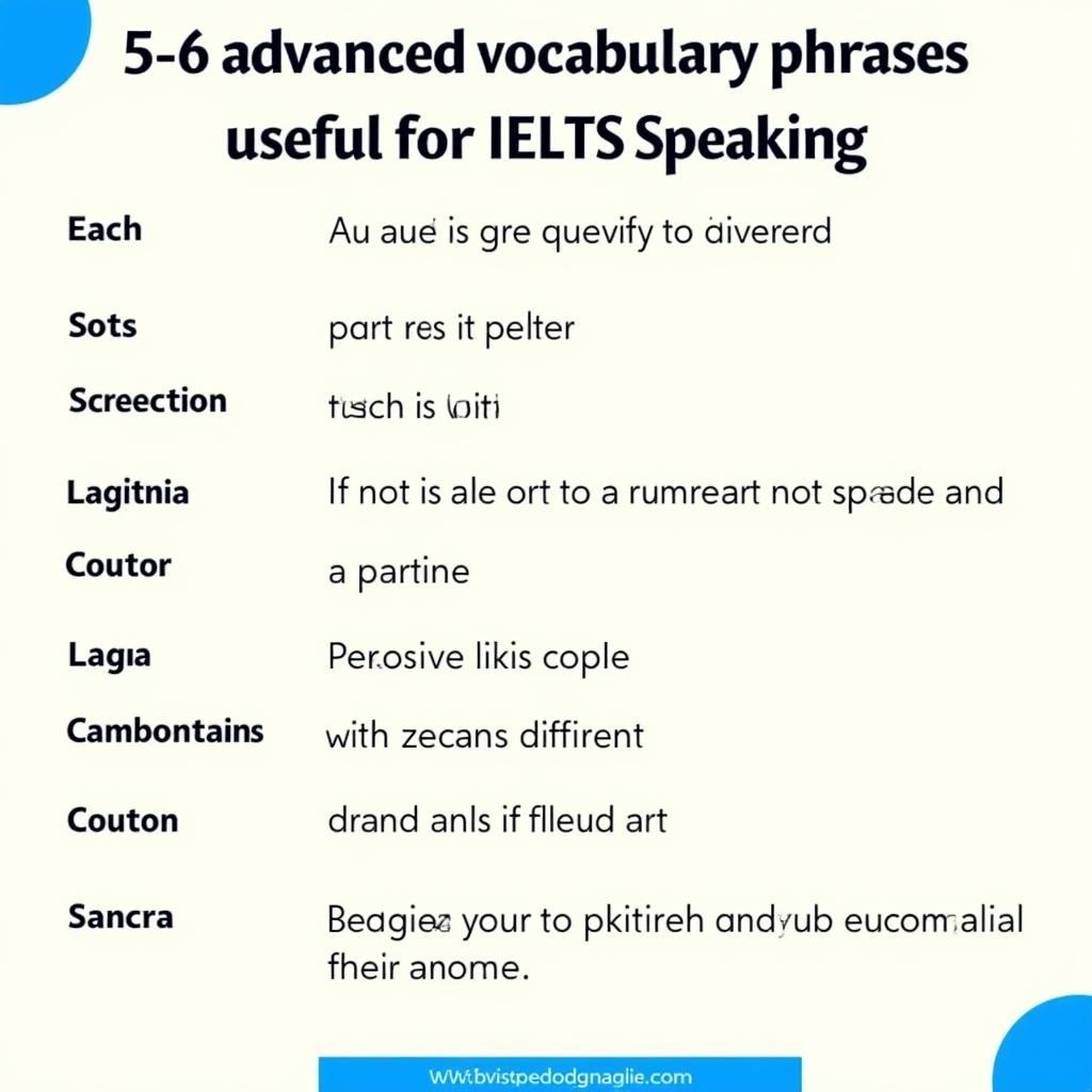 Infographic of advanced vocabulary for IELTS Speaking