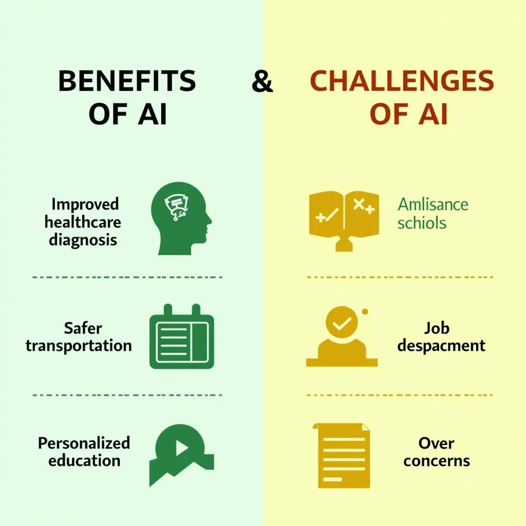 Infographic on AI benefits and challenges in daily life