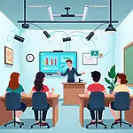 AI Classroom Monitoring System Illustration