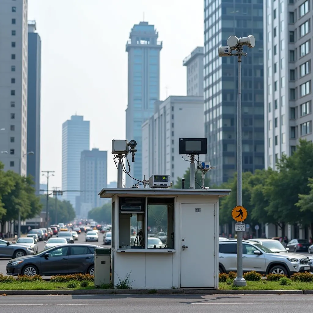 Air quality monitoring station in a city