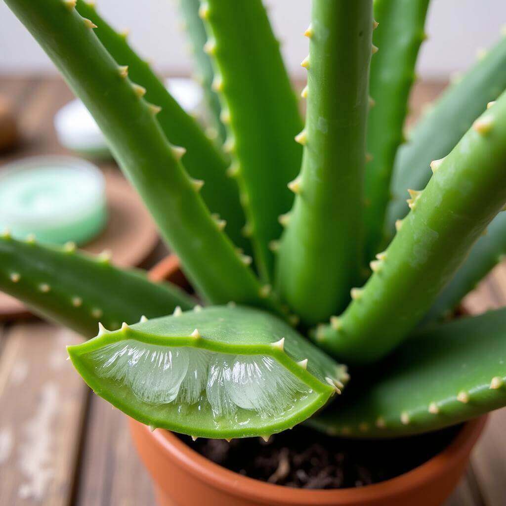 Aloe vera plant showing its medicinal properties