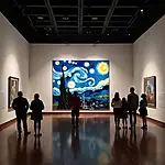 Art exhibition featuring Van Gogh's Starry Night