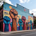 Protest mural addressing social issues