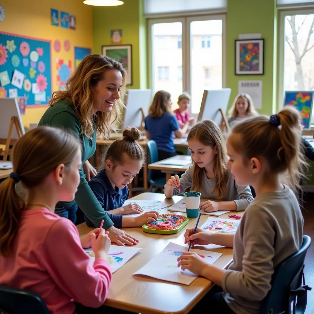 Art therapy session in a school setting