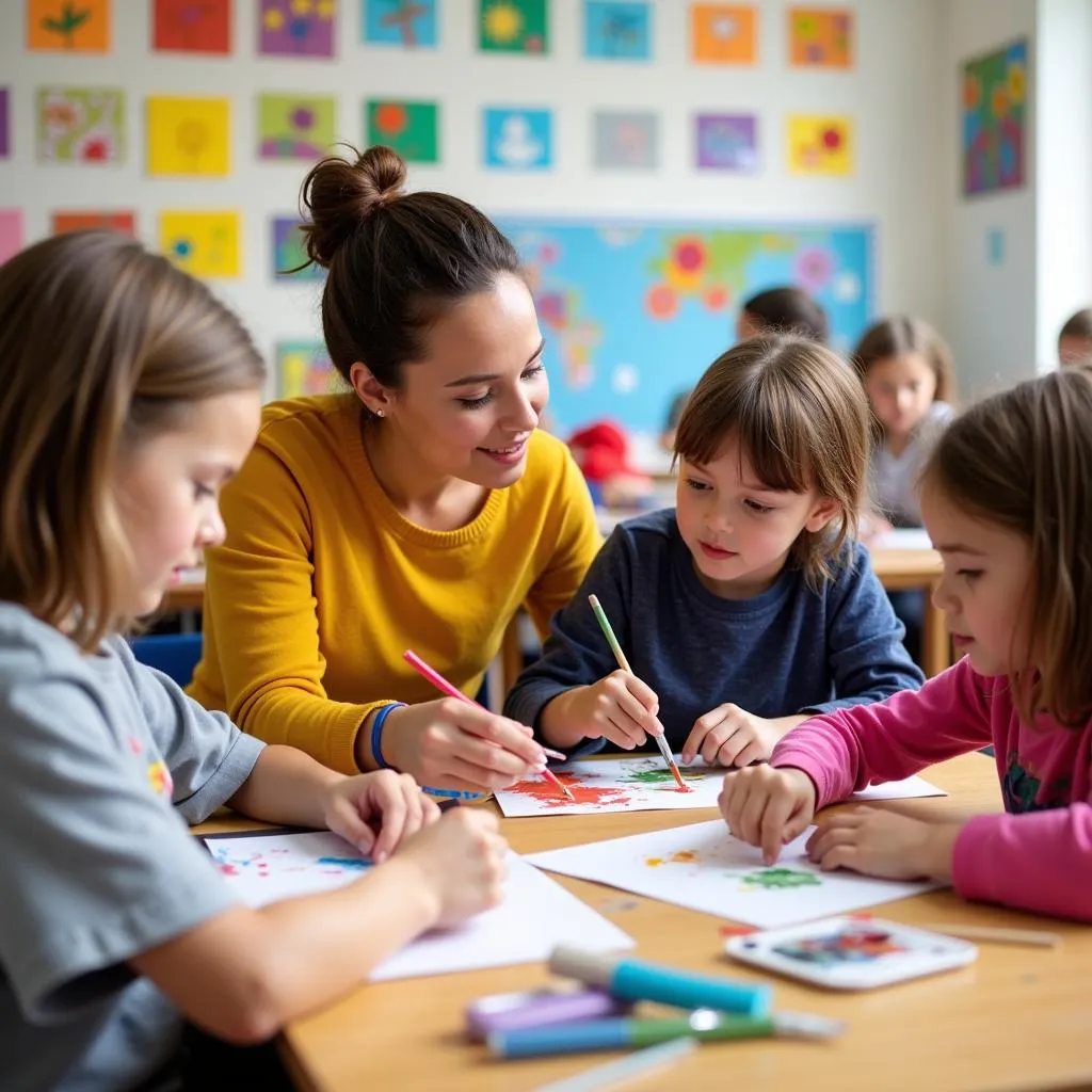 Art therapy session in special education classroom