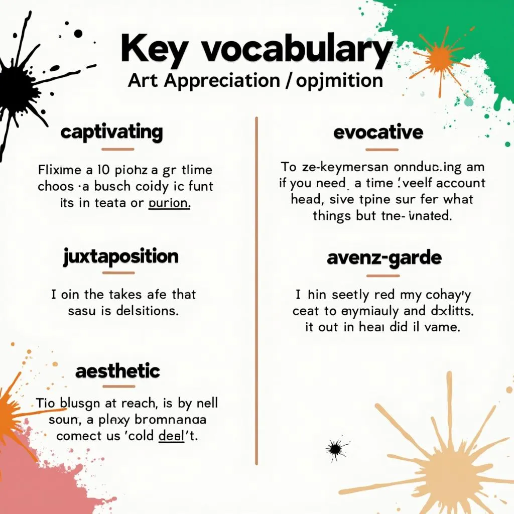 Key art vocabulary infographic