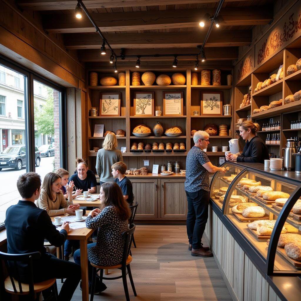 Artisanal bakery serving as a community gathering place