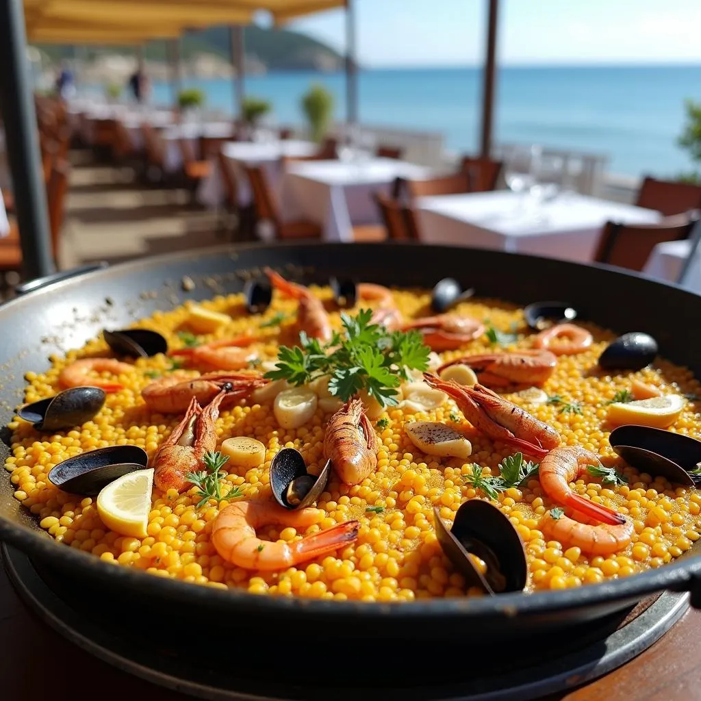 Traditional Spanish paella in Valencia